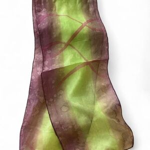 Elegant Green and Purple Silk Scarf